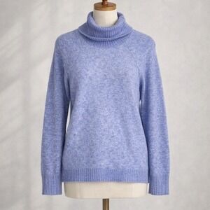 J Crew Womens Medium Turtleneck Sweater Blue Preppy Knit Cozy Career Alpaca Wool